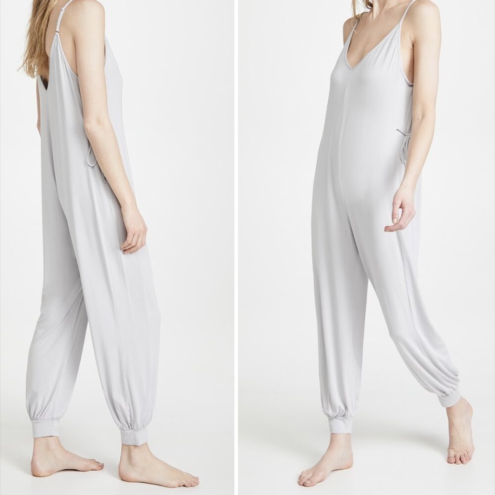 Eberjey Womens Finley Knotted Jumpsuit S Gray Adjustable Straps Sleevele…